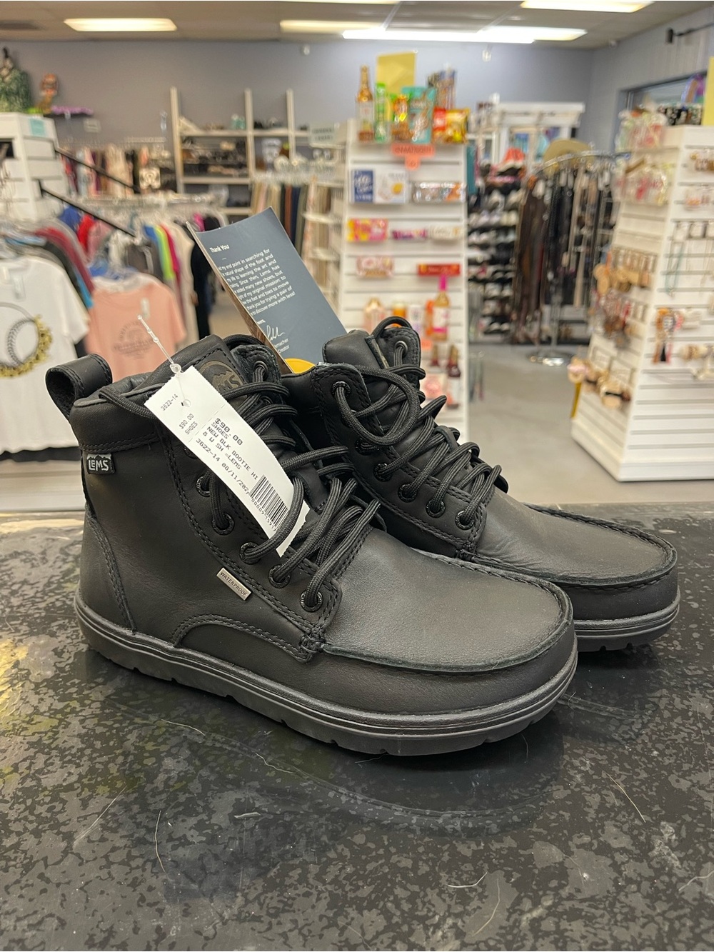 Men's 6 Women’s 8 Black Waterproof Lace-Up Boots brand: Lems